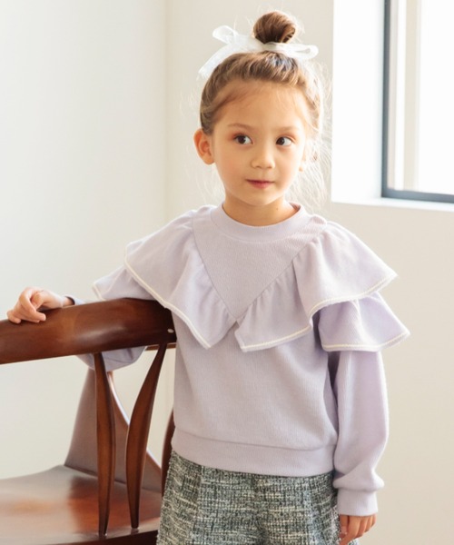 BRANSHES（ブランシェス）の「フリルニットソー（スウェット・キッズ・ラベンダー/アイボリー/ブラック・90/140/130/150/120/80/100/110）」の3枚目の写真