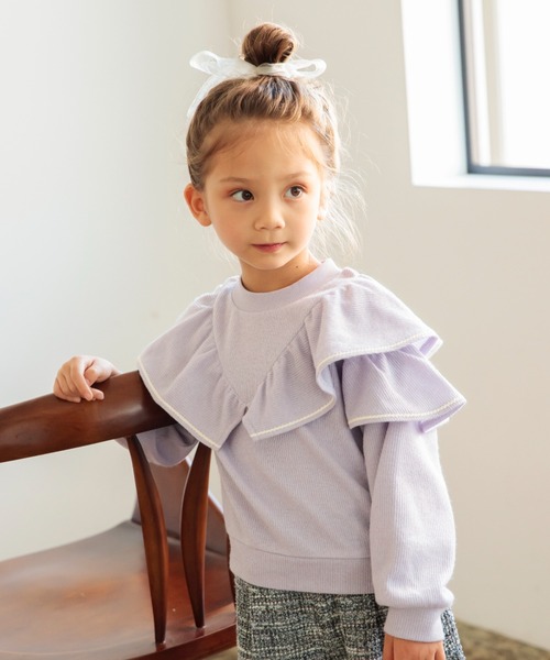 BRANSHES（ブランシェス）の「フリルニットソー（スウェット・キッズ・ラベンダー/アイボリー/ブラック・90/140/130/150/120/80/100/110）」の4枚目の写真