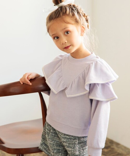 BRANSHES（ブランシェス）の「フリルニットソー（スウェット・キッズ・ラベンダー/アイボリー/ブラック・90/140/130/150/120/80/100/110）」の16枚目の写真