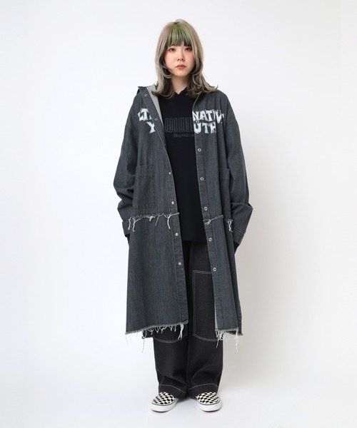 RNA（アールエヌエー）の「D1663 デニムロングシャツワンピース（シャツワンピース・レディース・ブラック/インディゴブルー・MEDIUM）」の12枚目の写真