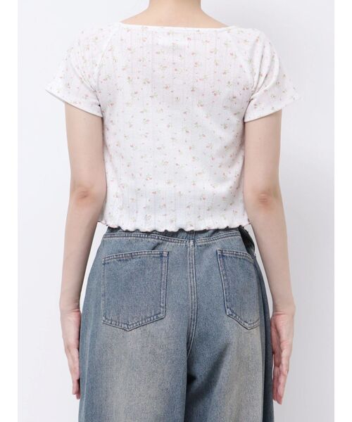 CALNAMUR（カルナムール）の「PETIT FLOWER RIBBON TSHIRTS/小花柄リボンTシャツ（Tシャツ/カットソー・レディース・ライトブルー/ピンク・FREE）」の9枚目の写真