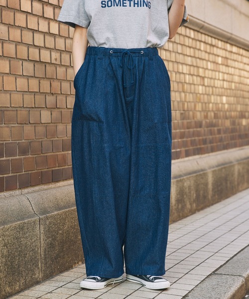 MONO-MART LADY'S（モノマートレディース）の「ルーズ ファティーグパンツ（その他パンツ・レディース・インディゴブルー/ベージュ/ブラック・S/M）」の5枚目の写真
