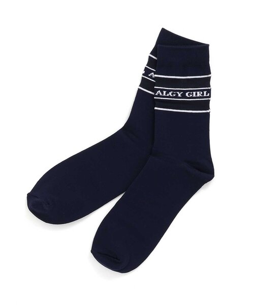 algy（アルジー）の「シアー切替ラインクルーソックス（ソックス/靴下・キッズ・ラベンダー/オフホワイト/ネイビー・21/24）」の2枚目の写真