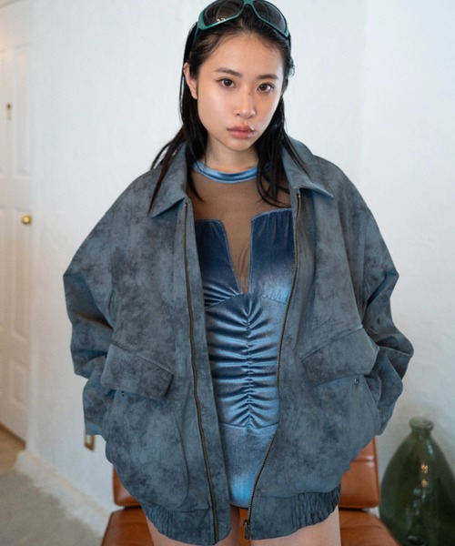 JUEMI(ジュエミ)の「Vintage Like Matte Blouson(ブルゾン・レディース・ブラック/ブラウン・FREE)」の13枚目の写真