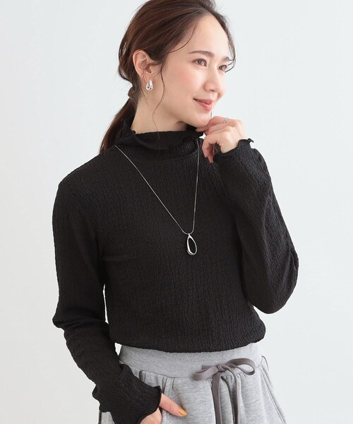 Cutie Blonde(キューティーブロンド)の「【洗える/S-LL】レイヤードスタイルに ふくれシャーリングネックインナー(Tシャツ/カットソー・レディース・ブラック/ピンク系/ホワイト・01/02/03/04)」の3枚目の写真
