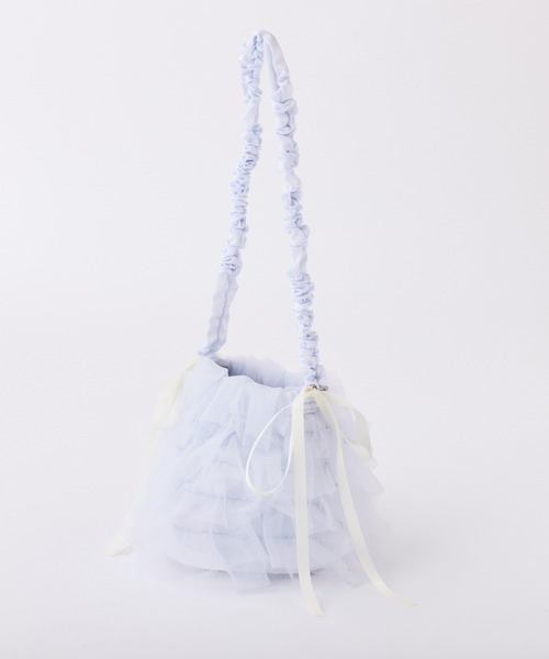 one after another NICE CLAUP（ワンアフターアナザーナイスクラップ）の「チュールフリルバッグ（ハンドバッグ・レディース・アイボリー/ブラック/サックスブルー・FREE）」の3枚目の写真