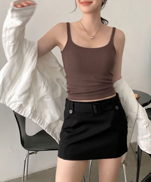 DAY CLOSET(デイ クローゼット)の「レディース レイヤードで大活躍。カップ付きリブニットタンクトップ(タンクトップ・レディース・グレー/アイボリー/ブラウン/ベージュ/ブラック/チャコールグレー/キナリ/レッド系その他/ピンクベージュ・FREE)」の12枚目の写真