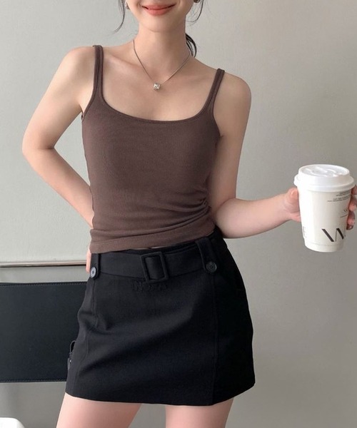 DAY CLOSET(デイ クローゼット)の「レディース レイヤードで大活躍。カップ付きリブニットタンクトップ(タンクトップ・レディース・グレー/アイボリー/ブラウン/ベージュ/ブラック/チャコールグレー/キナリ/レッド系その他/ピンクベージュ・FREE)」の19枚目の写真