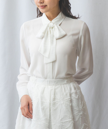 NARACAMICIE | 【NARACAMICIE】カットジャガードリボン付きジョーゼット長袖シャツ(シャツ/ブラウス)