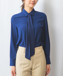 NARACAMICIE（ナラカミーチェ）の「【NARACAMICIE】カットジャガードリボン付きジョーゼット長袖シャツ（シャツ/ブラウス）」