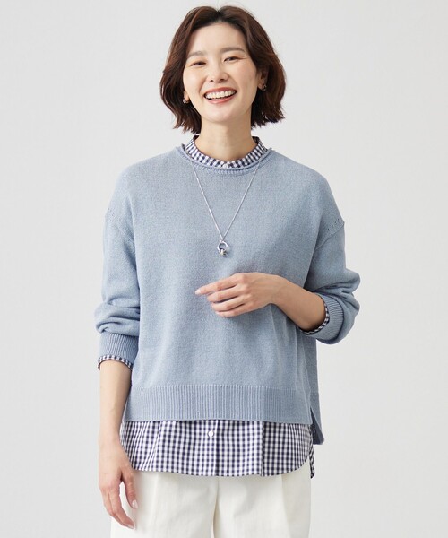 J.PRESS(ジェイプレス)の「【洗える】DRY COMFORT ニット(ニット/セーター・レディース・ブルー系/オレンジ系/イエロー系・T13)」の2枚目の写真