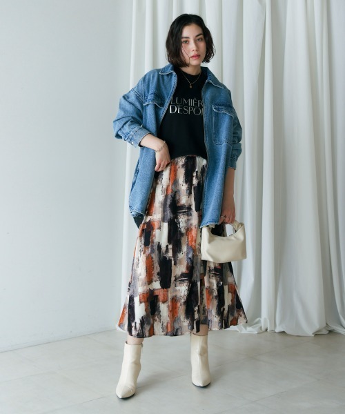 Bou Jeloud（ブージュルード）の「ペイント柄スカート（スカート・レディース・オレンジ/カーキ・38）」の17枚目の写真