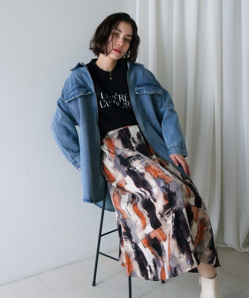 Bou Jeloud（ブージュルード）の「ペイント柄スカート（スカート・レディース・オレンジ/カーキ・38）」の18枚目の写真