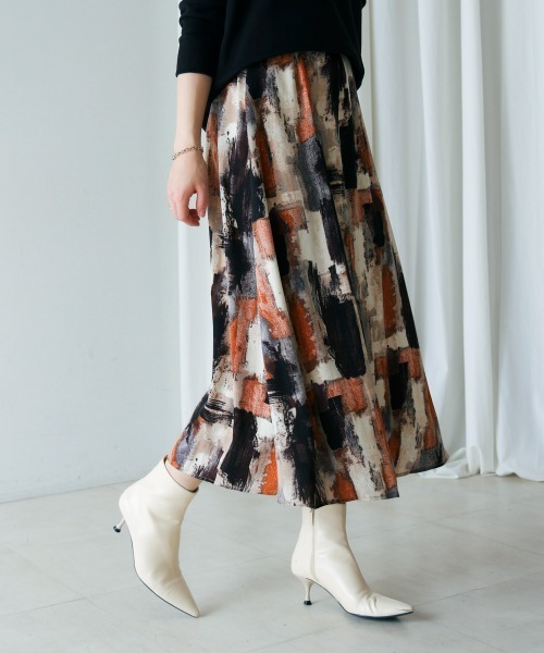Bou Jeloud（ブージュルード）の「ペイント柄スカート（スカート・レディース・オレンジ/カーキ・38）」の19枚目の写真
