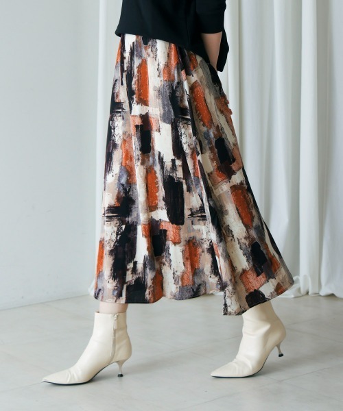Bou Jeloud（ブージュルード）の「ペイント柄スカート（スカート・レディース・オレンジ/カーキ・38）」の21枚目の写真