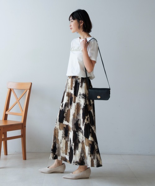 Bou Jeloud（ブージュルード）の「ペイント柄スカート（スカート・レディース・オレンジ/カーキ・38）」の5枚目の写真