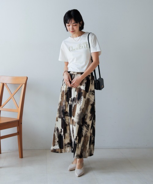 Bou Jeloud（ブージュルード）の「ペイント柄スカート（スカート・レディース・オレンジ/カーキ・38）」の12枚目の写真