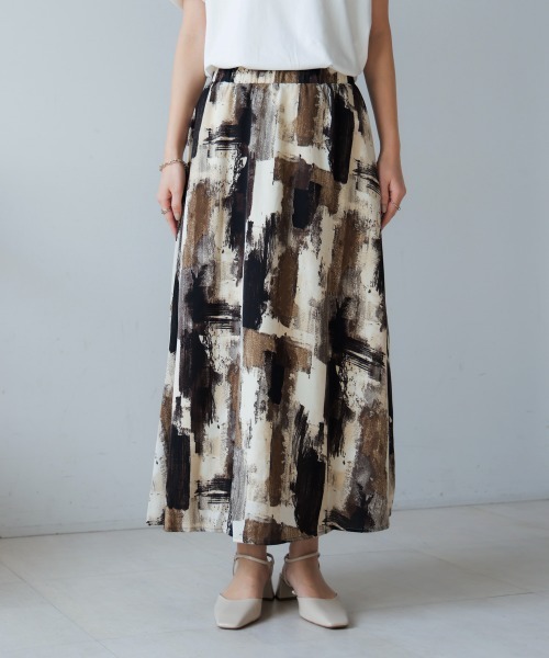 Bou Jeloud（ブージュルード）の「ペイント柄スカート（スカート・レディース・オレンジ/カーキ・38）」の13枚目の写真