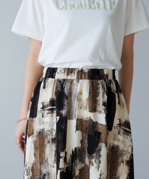 Bou Jeloud（ブージュルード）の「ペイント柄スカート（スカート・レディース・オレンジ/カーキ・38）」の14枚目の写真