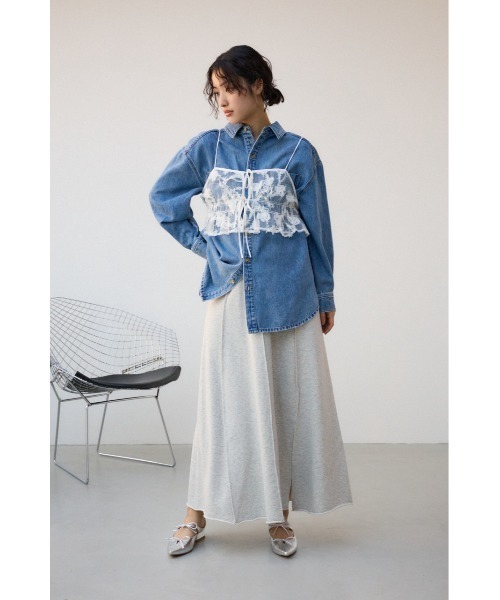 AZUL by moussy（アズールバイマウジー）の「シアーレースビスチェ（キャミソール・レディース・アイボリー/ブラック・FREE）」の5枚目の写真