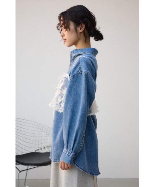 AZUL by moussy（アズールバイマウジー）の「シアーレースビスチェ（キャミソール・レディース・アイボリー/ブラック・FREE）」の7枚目の写真