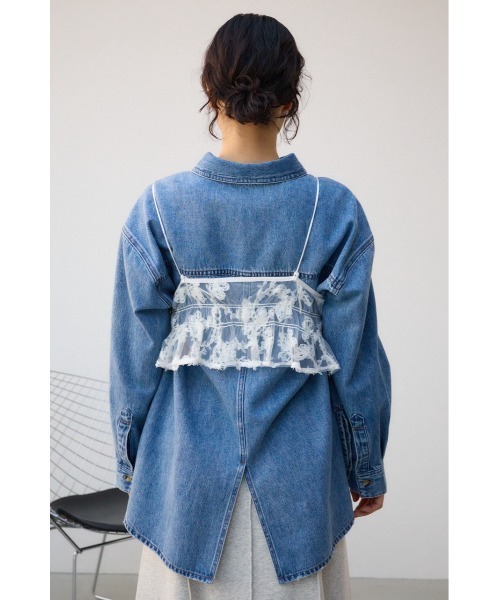 AZUL by moussy（アズールバイマウジー）の「シアーレースビスチェ（キャミソール・レディース・アイボリー/ブラック・FREE）」の8枚目の写真