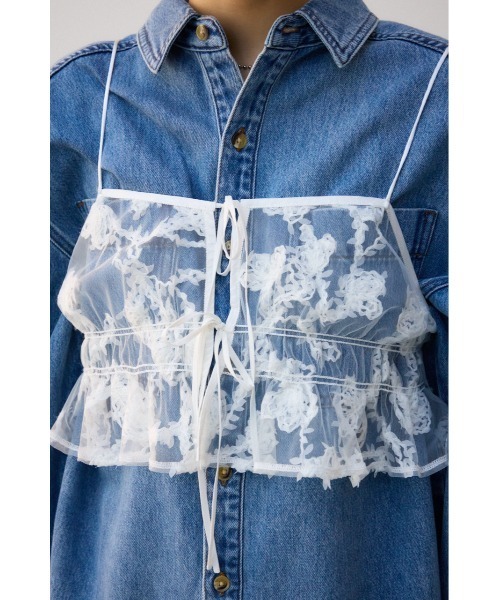 AZUL by moussy（アズールバイマウジー）の「シアーレースビスチェ（キャミソール・レディース・アイボリー/ブラック・FREE）」の9枚目の写真