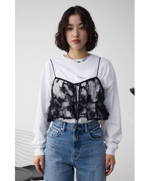 AZUL by moussy（アズールバイマウジー）の「シアーレースビスチェ（キャミソール・レディース・アイボリー/ブラック・FREE）」の17枚目の写真