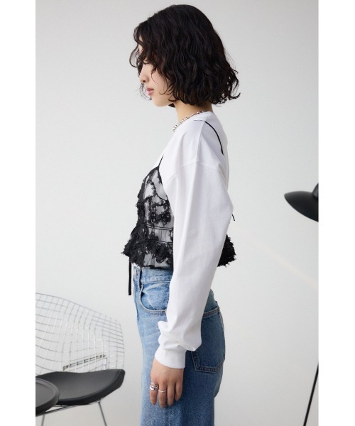 AZUL by moussy（アズールバイマウジー）の「シアーレースビスチェ（キャミソール・レディース・アイボリー/ブラック・FREE）」の18枚目の写真