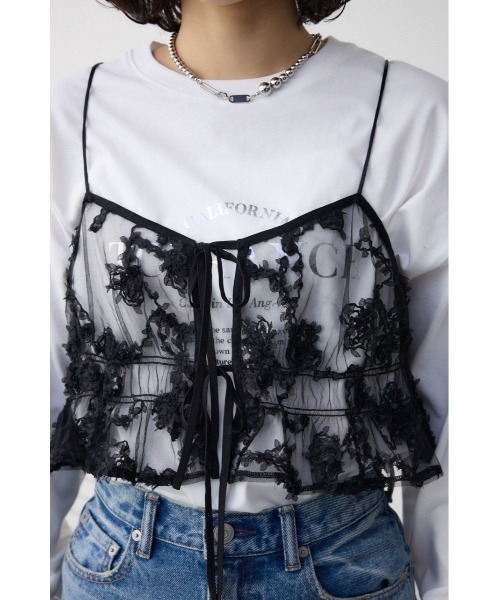 AZUL by moussy（アズールバイマウジー）の「シアーレースビスチェ（キャミソール・レディース・アイボリー/ブラック・FREE）」の20枚目の写真