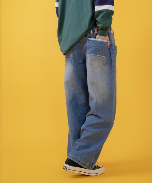 improves(インプローブス)の「ダブルウエスト バギー デニムパンツ(デニムパンツ・メンズ・ブラック/ブルー・LARGE/MEDIUM)」の8枚目の写真