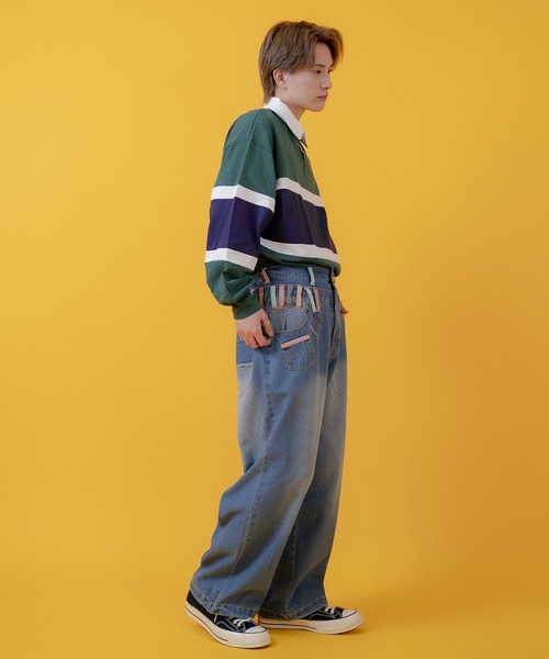 improves(インプローブス)の「ダブルウエスト バギー デニムパンツ(デニムパンツ・メンズ・ブラック/ブルー・LARGE/MEDIUM)」の10枚目の写真