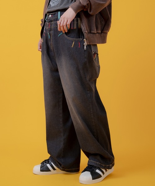 improves(インプローブス)の「ダブルウエスト バギー デニムパンツ(デニムパンツ・メンズ・ブラック/ブルー・LARGE/MEDIUM)」の3枚目の写真