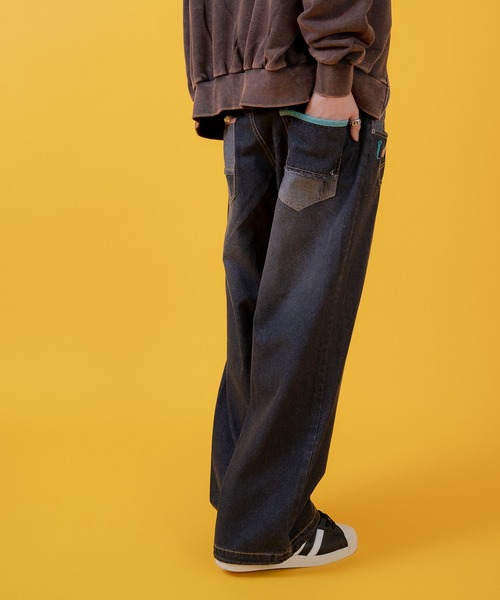 improves(インプローブス)の「ダブルウエスト バギー デニムパンツ(デニムパンツ・メンズ・ブラック/ブルー・LARGE/MEDIUM)」の4枚目の写真
