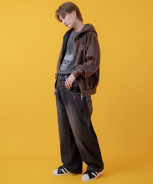 improves(インプローブス)の「ダブルウエスト バギー デニムパンツ(デニムパンツ・メンズ・ブラック/ブルー・LARGE/MEDIUM)」の6枚目の写真