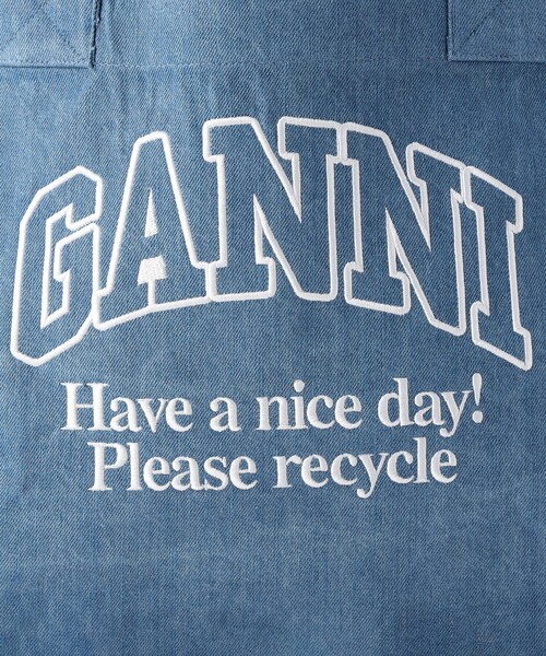GANNI Large Easy ロゴ コットン トート GANNI ガニー トートバッグ バッグ ロゴトート ハンドバッグ A4