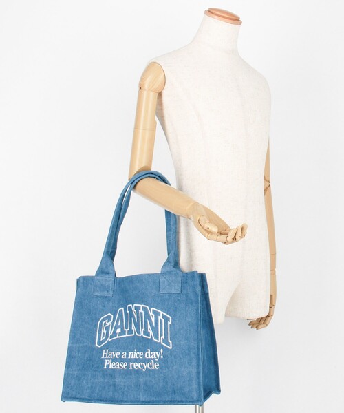 GANNI/ガニー Large Easy Shopper Denim / A5599 / ロゴ