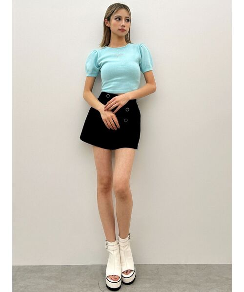 GYDA(ジェイダ)の「ハイウエストボタンショートパンツ(その他パンツ・レディース・ブラック/アイボリー・FREE)」の6枚目の写真