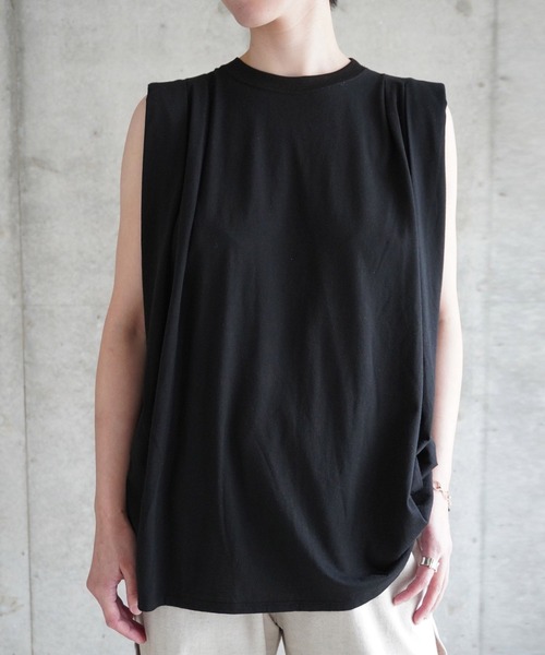 k3&co.（ケイスリーアンドコー）の「TUCK TEE（Tシャツ/カットソー・レディース・ブラック/グレー/ホワイト・ONE SIZE）」の3枚目の写真