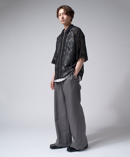 Lui's（ルイス）の「クロシェ編み半袖ZIPシャツ（シャツ/ブラウス