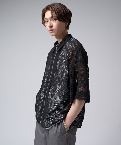 Lui's（ルイス）の「クロシェ編み半袖ZIPシャツ（シャツ/ブラウス