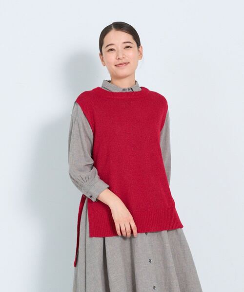 ADIEU TRISTESSE（アデュートリステス）の「【2way】TSUMUGI和紙配色ベスト（ベスト・レディース・ブラック/ミント/パープル/ライトグレー/レッド/ピンク・FREE）」の6枚目の写真