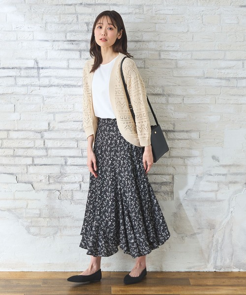 Honeys（ハニーズ）の「６分袖レース使いトップス（Tシャツ/カットソー・レディース・アイボリー/グレイッシュベージュ/サックスブルー/ブラック・L/LL/M/S）」の5枚目の写真