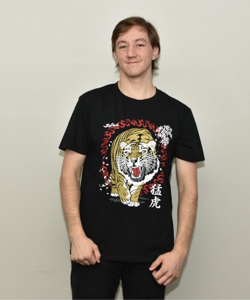 BLACK SIGN ブラックサイン　 百虎 虎柄 総柄 Tシャツ 総柄 L BLACK SIGN ブラックサイン 百虎 虎柄 総柄 Tシャツ 総柄 L