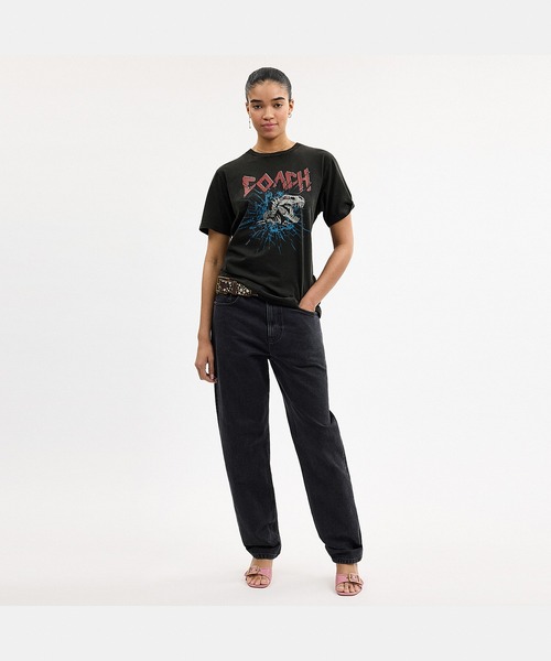 未使用COACH グラフィックプリント Tシャツ X SMALL ブラック COACH（コーチ）の「シグネチャー スケルトン レキシー Tシャツ（T
