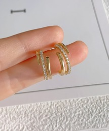 blackdia ocean ジルコニアレイヤーカーブピアス/イヤリング