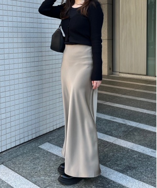 スカート ayaka セミフレアサテンスカート(ayaka select) / ロング丈 Aライン きれいめ