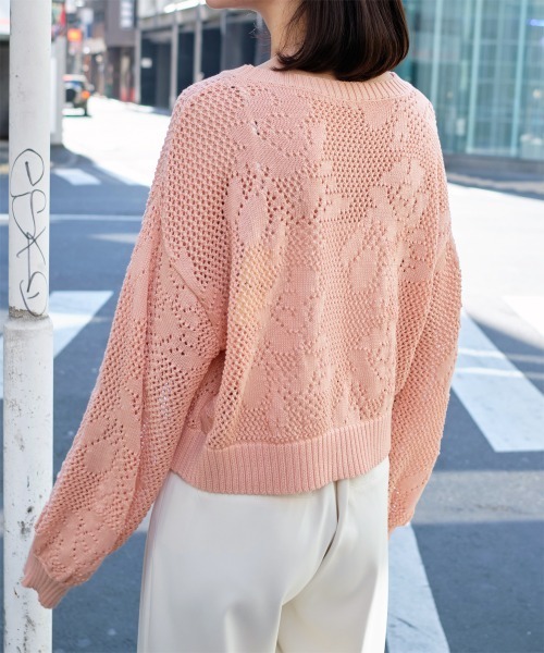 PINK HOUSE 透かし編み カーディガン フラワー　長袖 s-A2151KCD218_03-1.jpg?1737971438