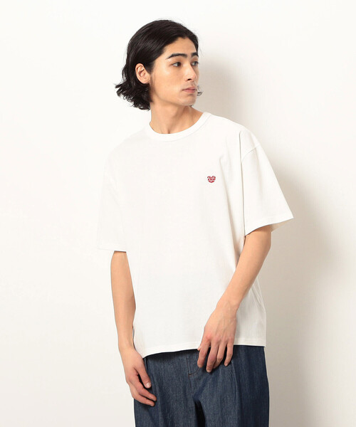 Purple&Yellow（パープルアンドイエロー）の「ワンポイントハート刺繍 半袖Ｔシャツ（Tシャツ/カットソー・メンズ・ブラック/ネイビー/ホワイト/サックスブルー・MEDIUM/SMALL/LARGE）」の7枚目の写真