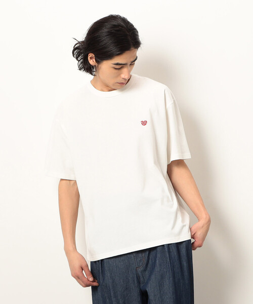 Purple&Yellow（パープルアンドイエロー）の「ワンポイントハート刺繍 半袖Ｔシャツ（Tシャツ/カットソー・メンズ・ブラック/ネイビー/ホワイト/サックスブルー・MEDIUM/SMALL/LARGE）」の8枚目の写真